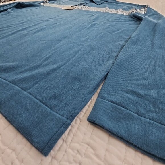 DSTRCT&row Long Sleeve Henley Men's XXL Denim Blue Collared Two Buttons NEW NWT - Picture 2 of 15